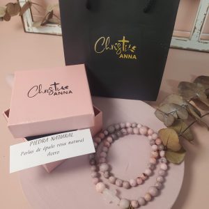 Rosario perlas de ópalo y rosa natural