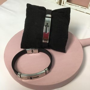 Pulsera acero "Silicona Cruz"