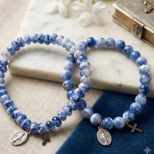 Pulsera "Piedra azul-Medallitas"